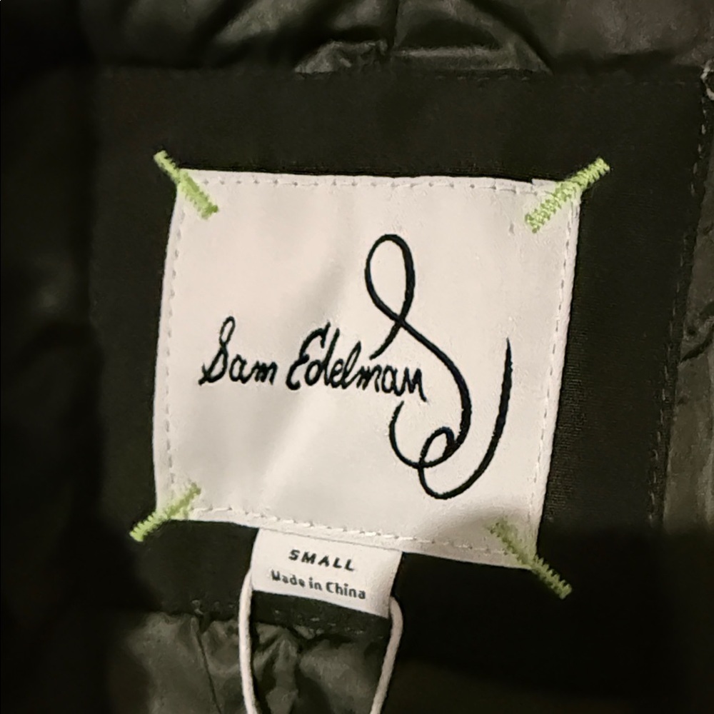 Sam Edelman Dark Green Puffer Coat with Black Faux Fur - Picture 2 of 8